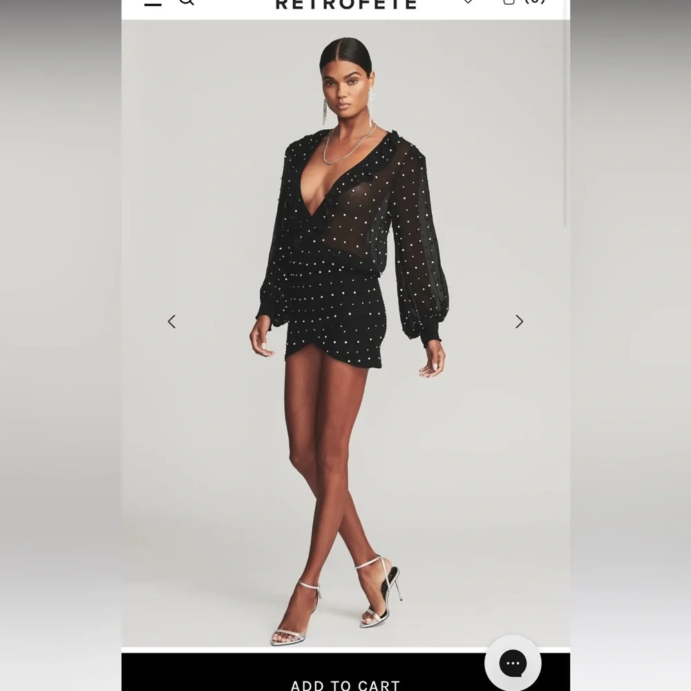Retrofete Black Mini Dress with Silver Accents - Picture 6 of 6